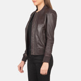 Nadas Maroon Leather Bomber Jacket